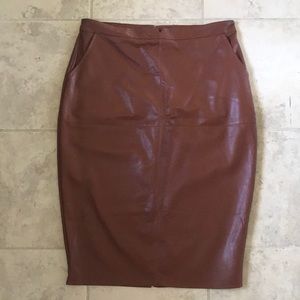 Brown pleather pencil skirt by Missguided